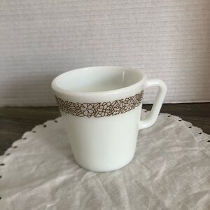 Vtg Woodlands Brown Pyrex Milk Glass Mug